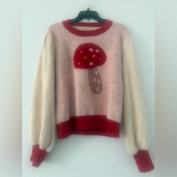 Saint Geraldine Fuzzy Mushroom Print Sweater Soft Size M - Picture 2 of 6